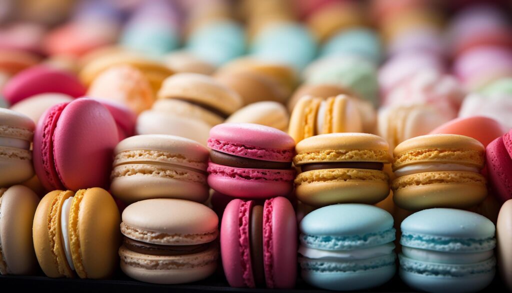 A gourmet macaroon stack, a sweet indulgence of French culture generated by AI Free Photo