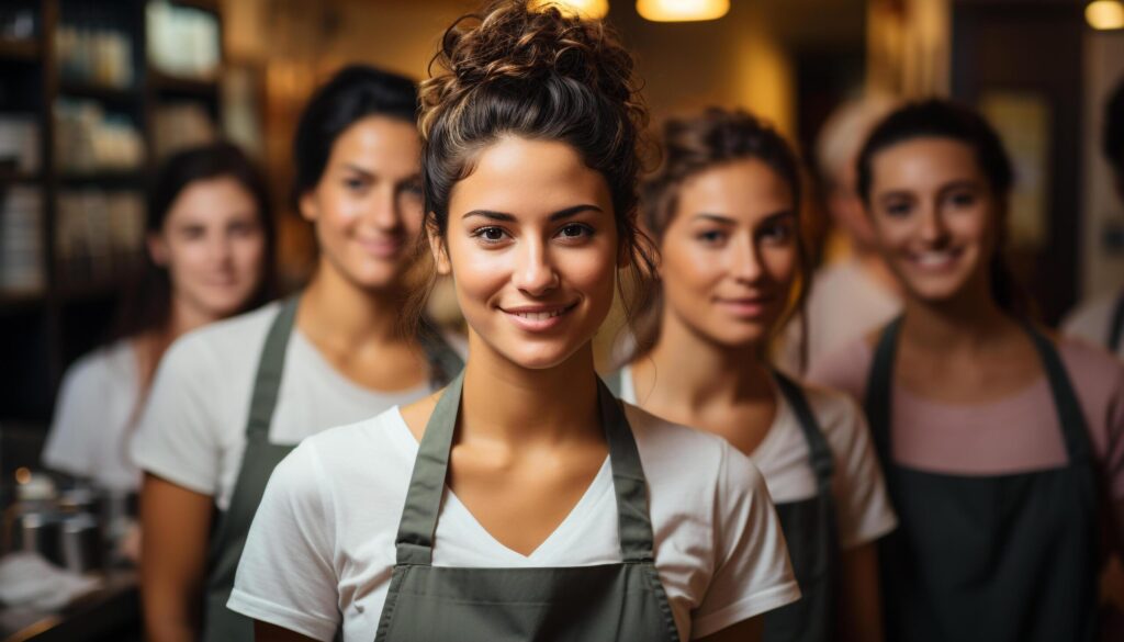 A group of smiling young women studying indoors happily generated by AI Free Photo