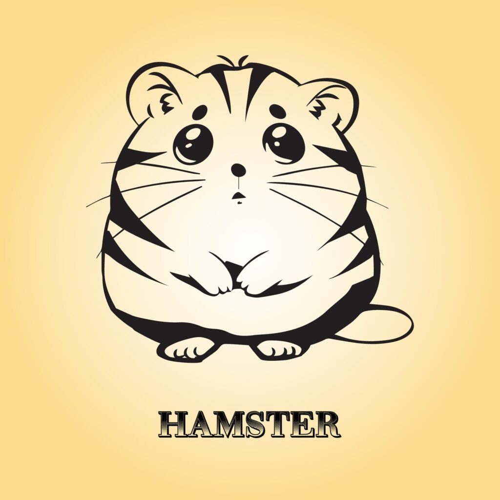 A Hamster Cartoon vector illustration is on a yellow background Free Vector