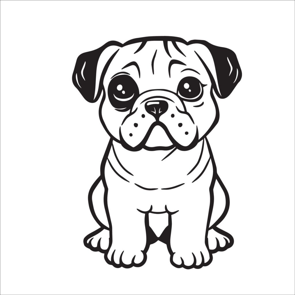 A vector illustration of a black and white Boxer dog sitting Free Vector