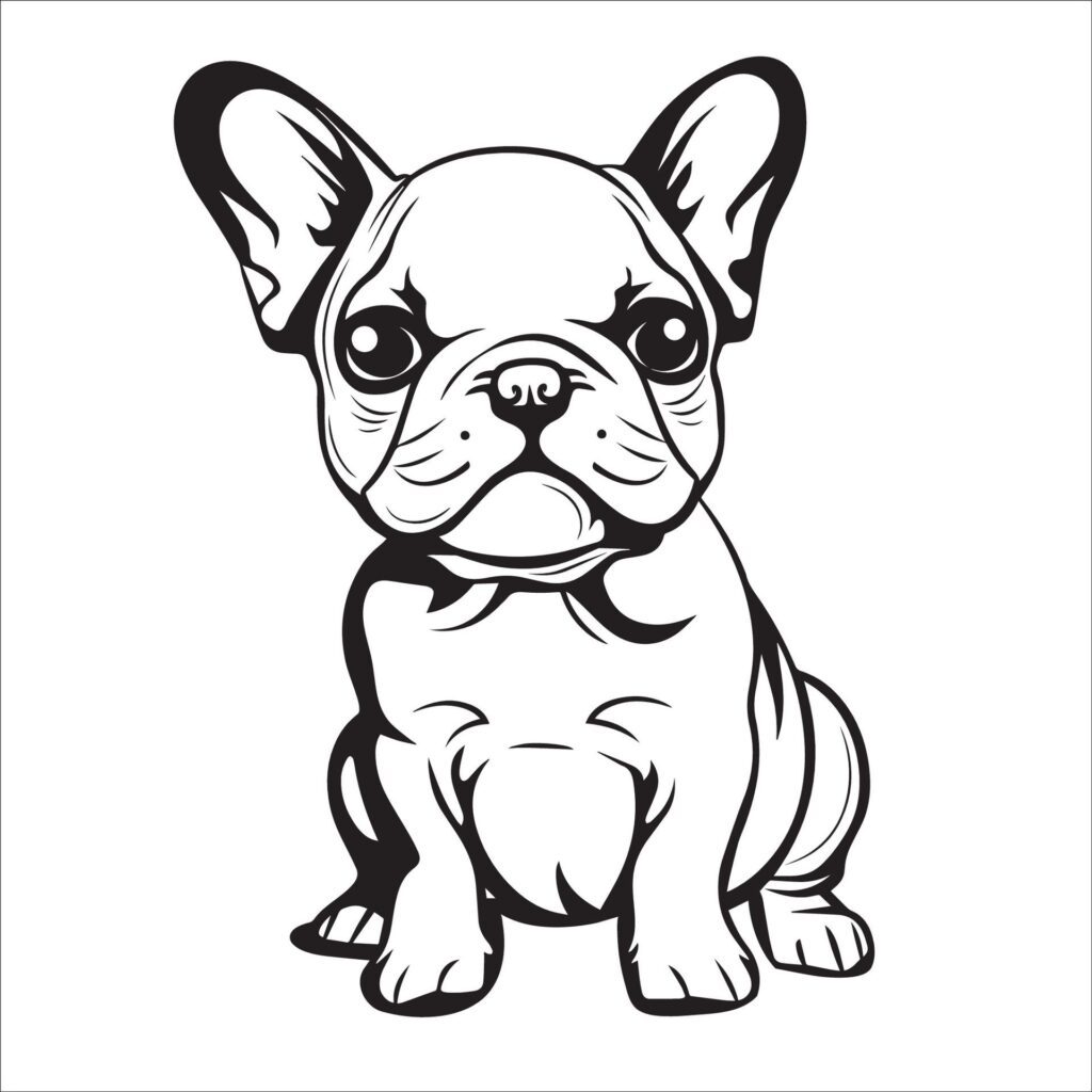 A vector illustration of a black and white French Bulldog dog sitting Free Vector