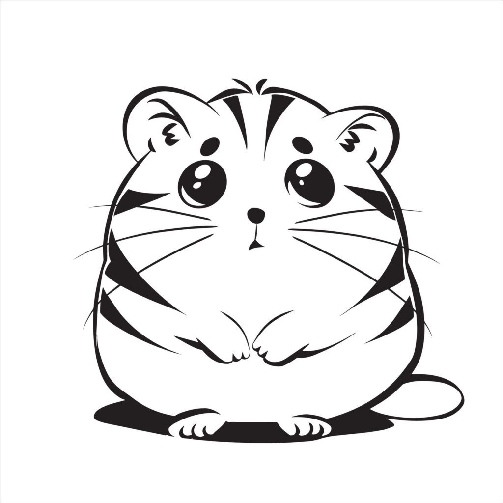 A vector illustration of a black and white Hamster sitting Free Vector