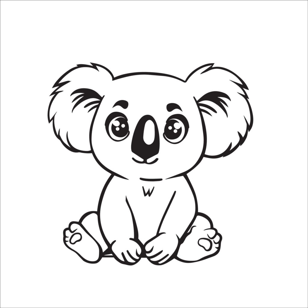 A vector illustration of a black and white Koala sitting Free Vector