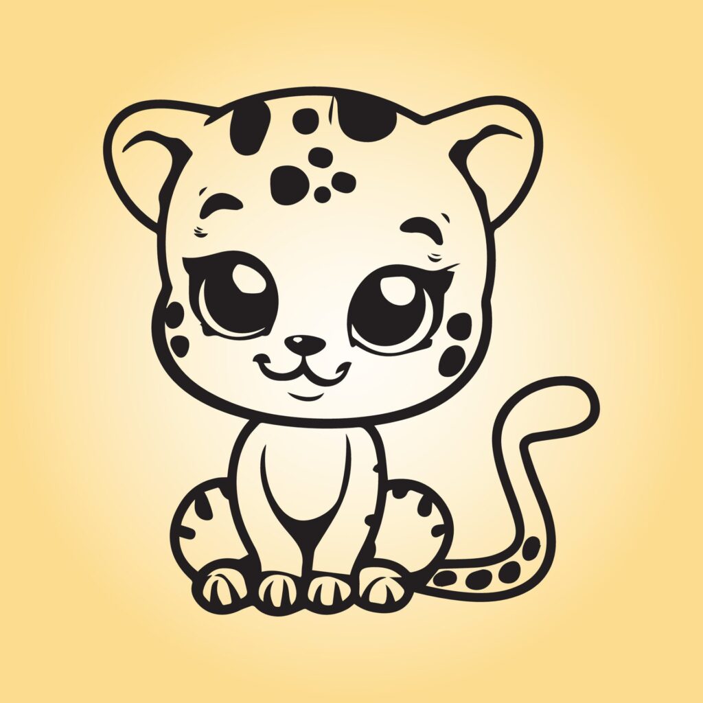 A Leopard Cartoon vector illustration is on a yellow background Free Vector