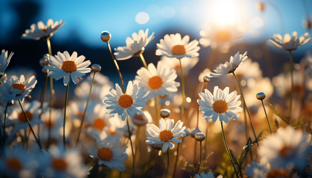 A meadow of daisies, nature colorful summer pattern generated by AI Free Photo