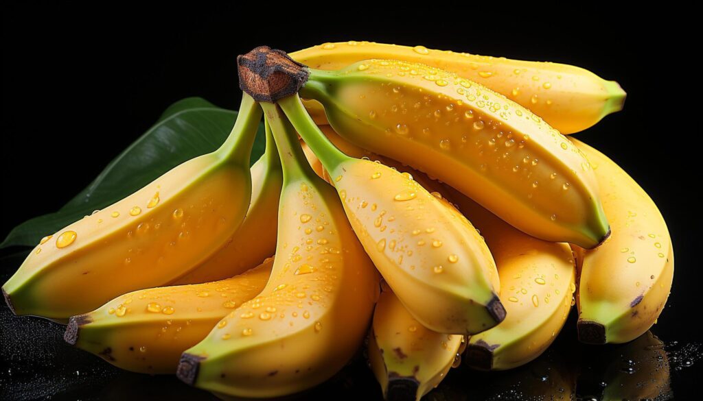 A ripe banana, fresh and healthy, in vibrant yellow generated by AI Free Photo