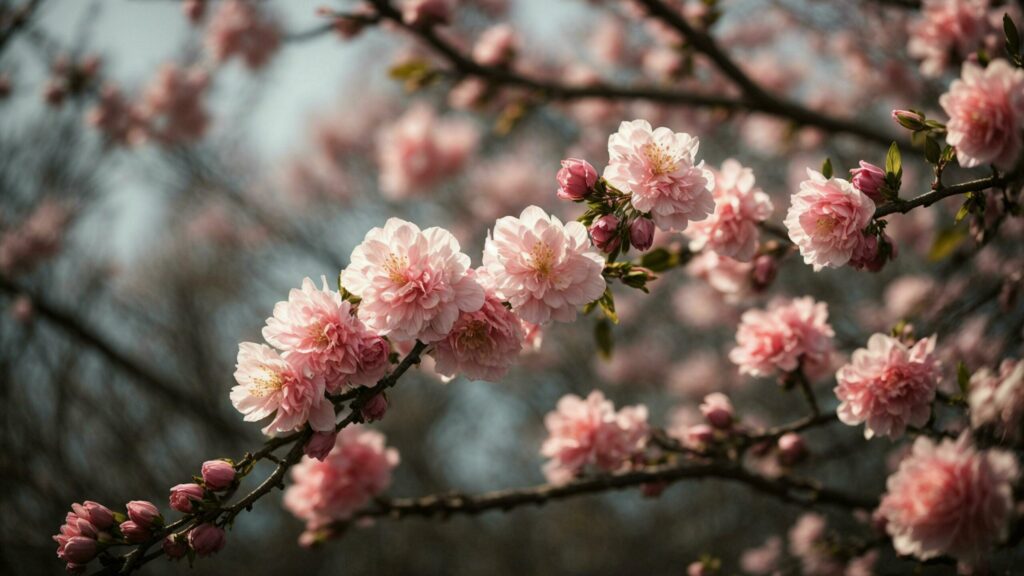 a photo that captures the subtle signs of spring, such as buds on trees, emerging leaves, or a gentle breeze rustling through blossoming branches Free Photo