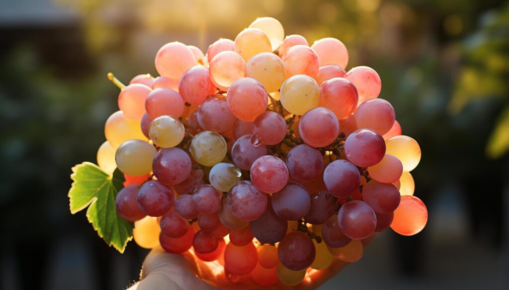 A vibrant bunch of grapes, nature colorful celebration generated by AI Free Photo