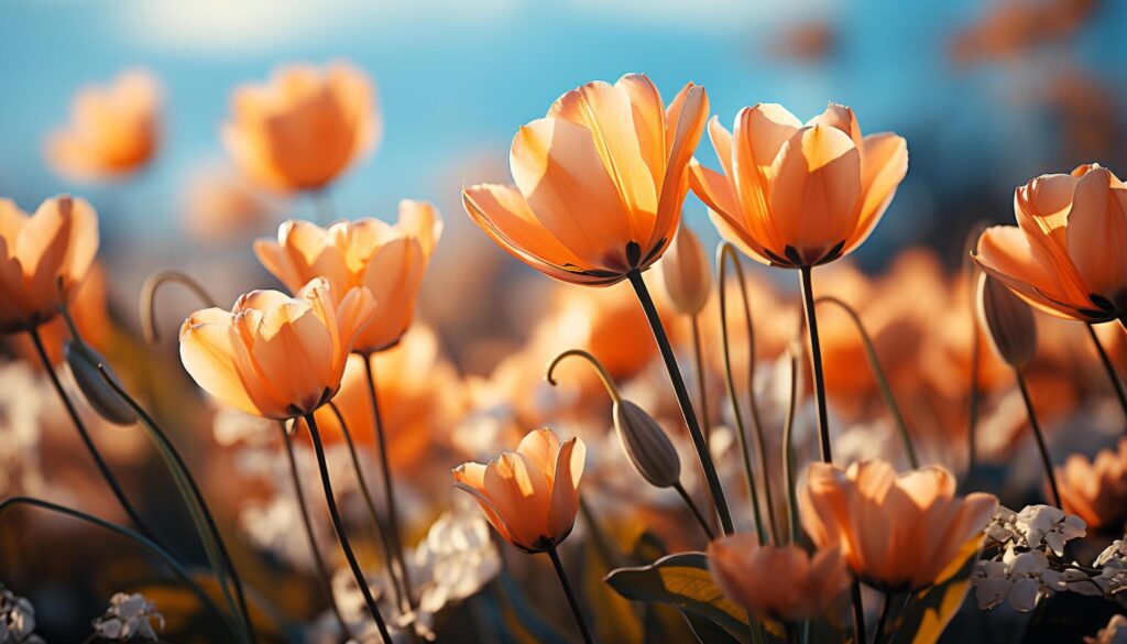 A vibrant meadow of multi colored flowers in the summer generated by AI Free Photo