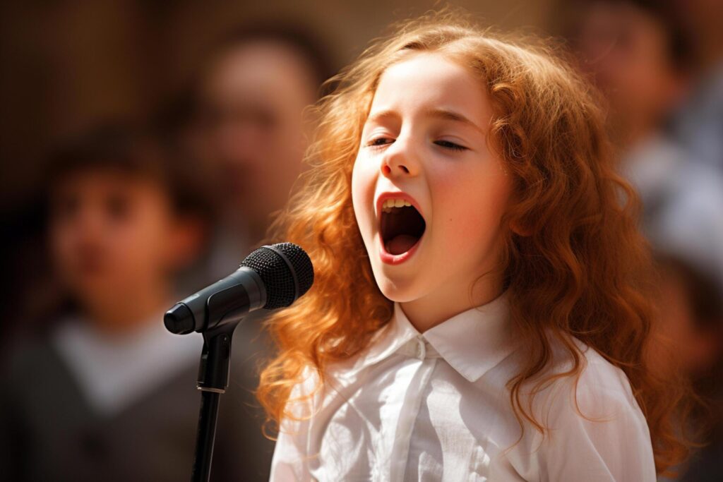 a young girl kid singing bokeh style background with generative ai Free Photo