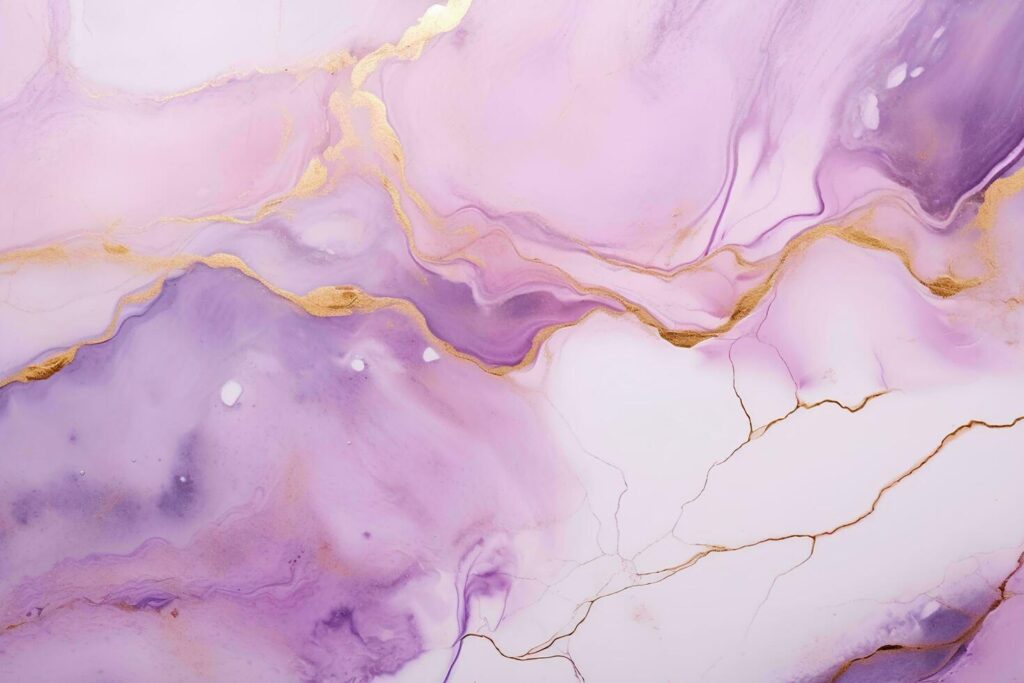 AI generated Abstract background of purple, gold and white marble liquid pattern with golden streaks Free Photo