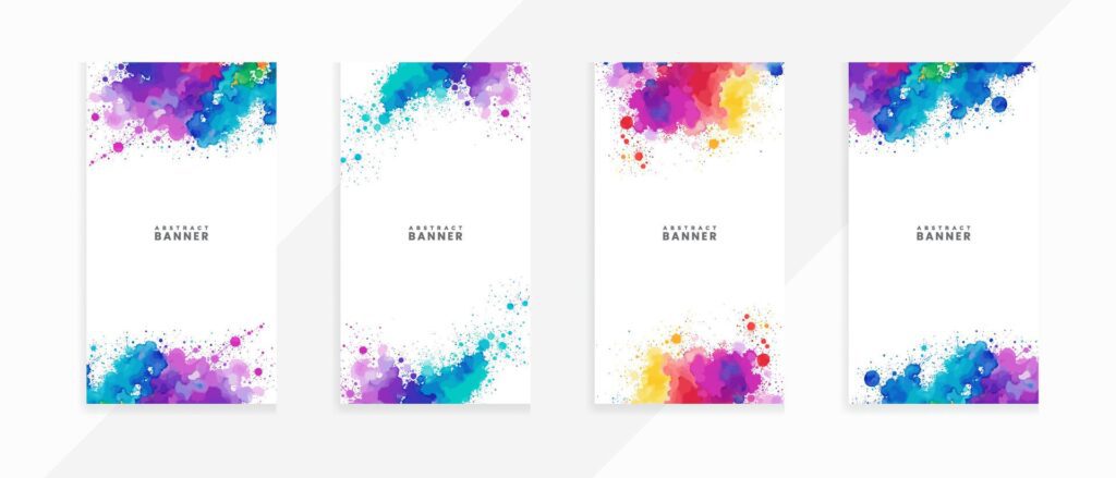 Abstract colorful watercolor vector banner set isolated scarlet spot textures Free Vector