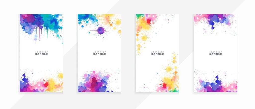 Abstract splash and stains watercolor banners set Free Vector