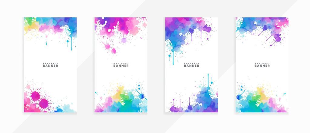 Abstract watercolor nice color with isolated scarlet spot textures banners set Free Vector