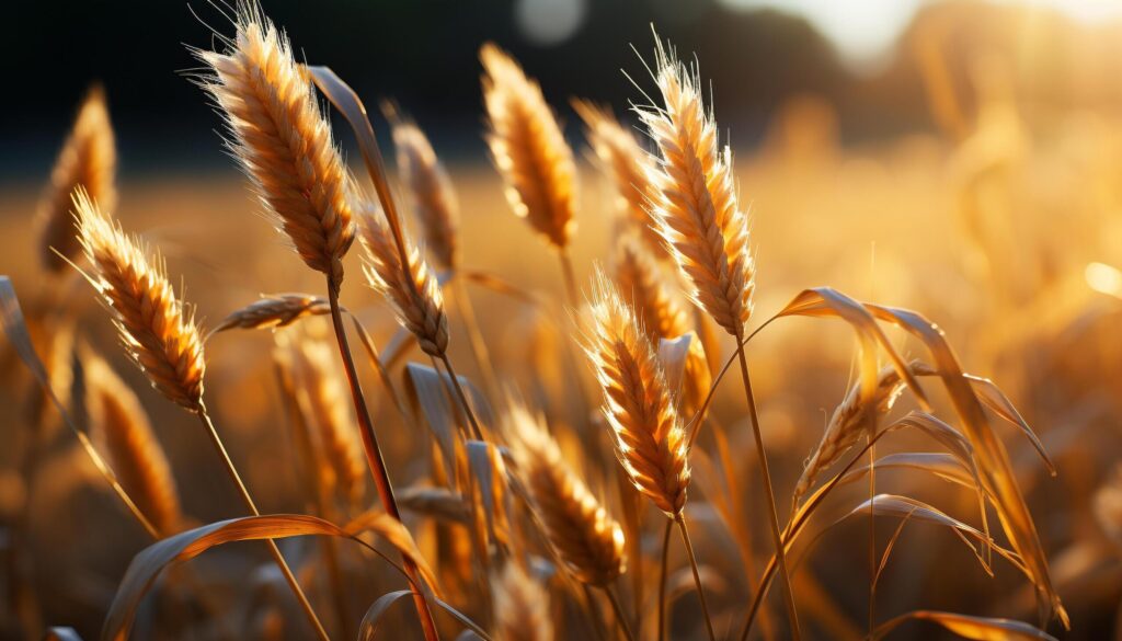 Agriculture beauty in nature yellow wheat growth under summer sunlight generated by AI Free Photo