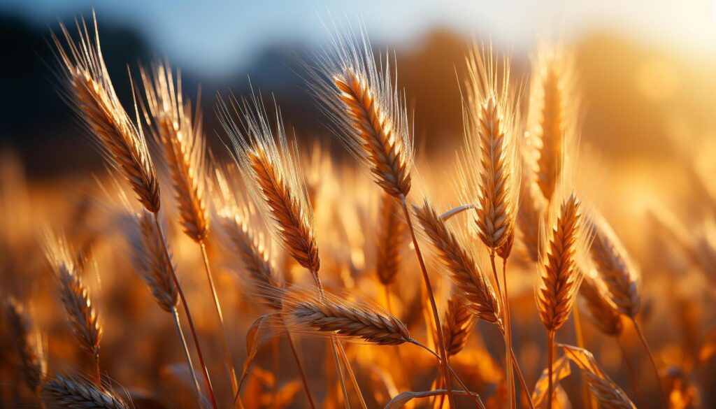 Agriculture golden growth, nature vibrant beauty in summer generated by AI Free Photo