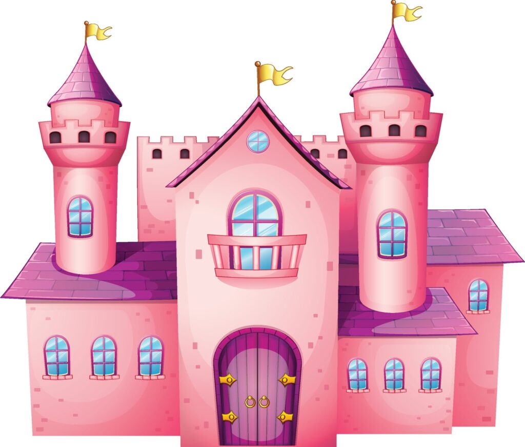 ai generative A pink colored castle Royalty on transparent background Free Vector