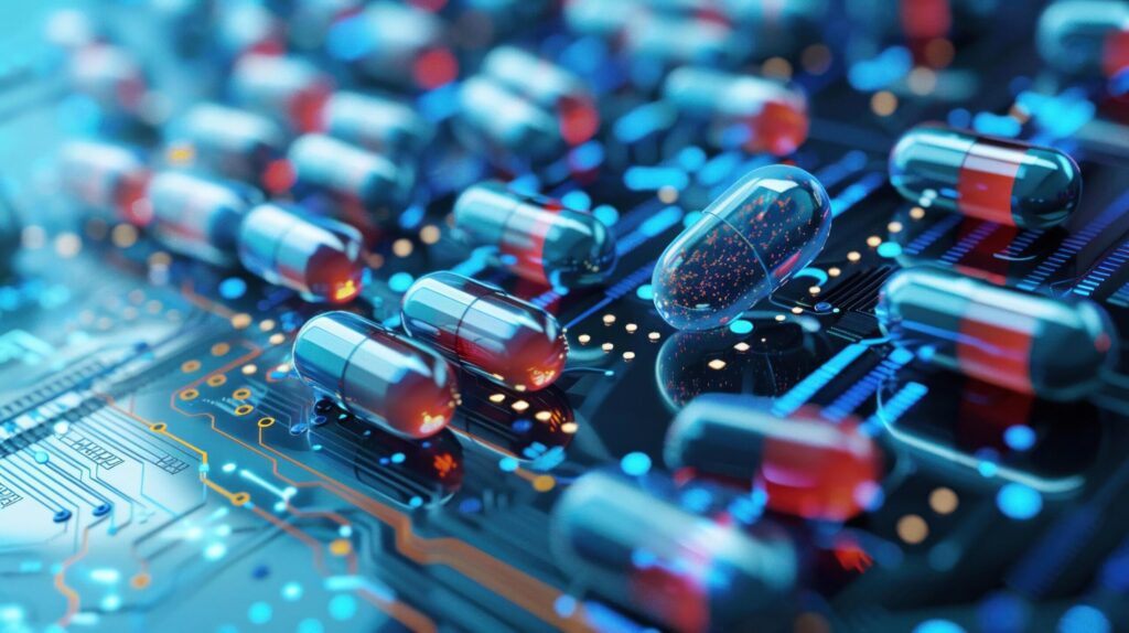 An intersection of pharmacology and digital technology Free Photo