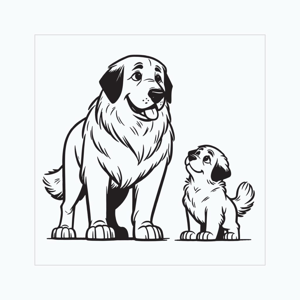 Anatolian Shepherd Dog Family Clipart illustration Vector Free Vector