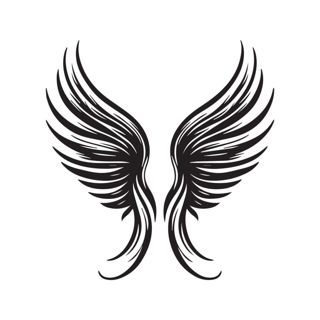 Angel wing silhouette vector illustration Free Vector