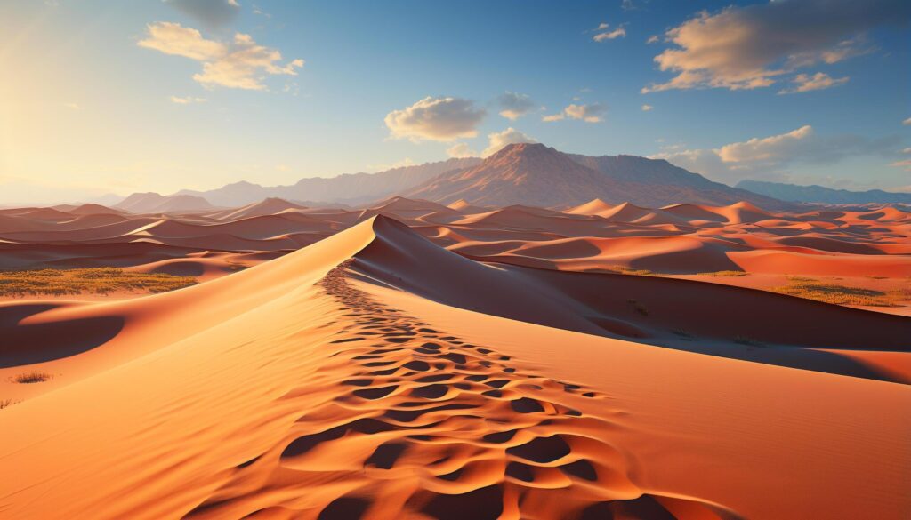 Arid climate, heat, and sand dunes create a majestic landscape generated by AI Free Photo