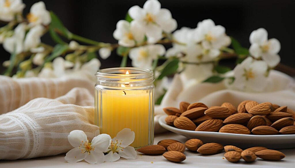 AI generated Aromatherapy candle, flower petal, relaxation, healthy lifestyle, beauty treatment generated by AI Stock Free