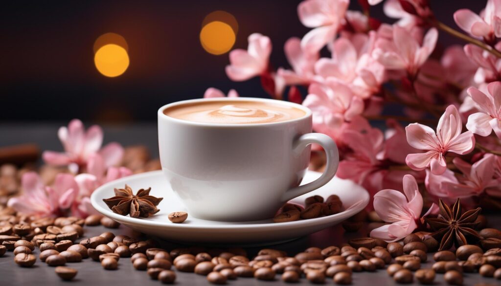 Aromatherapy coffee, hot drink, frothy cappuccino, sweet dessert, rustic table generated by AI Free Photo