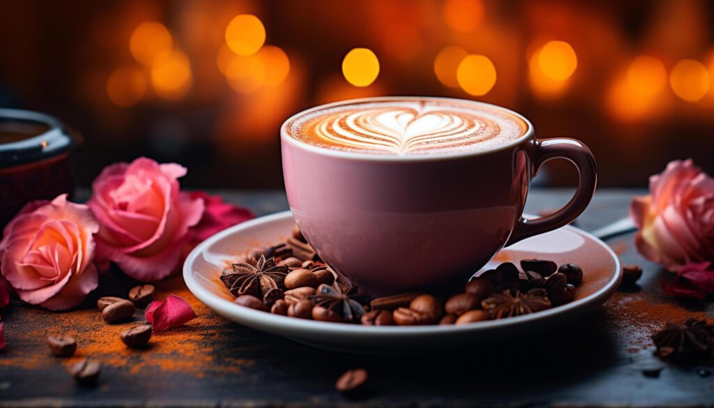 Aromatic coffee cup on wooden table, a cozy refreshment generated by AI Free Photo