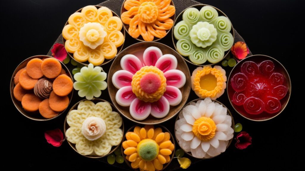 Assorted Indian sweets arranged in perfect symmetry Free Photo