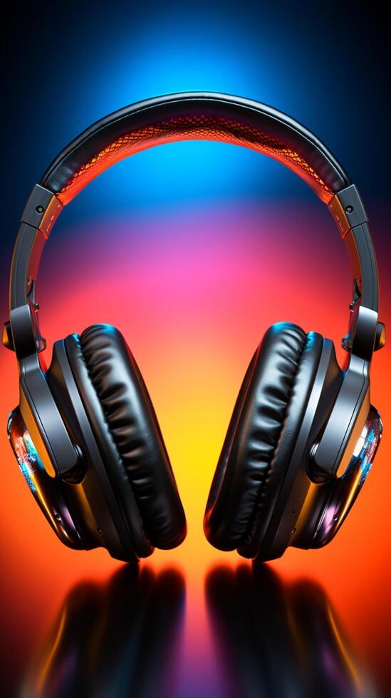 AI generated Audio delight Headphones on background, ideal for vibrant music banners Vertical Mobile Wallpaper Stock Free