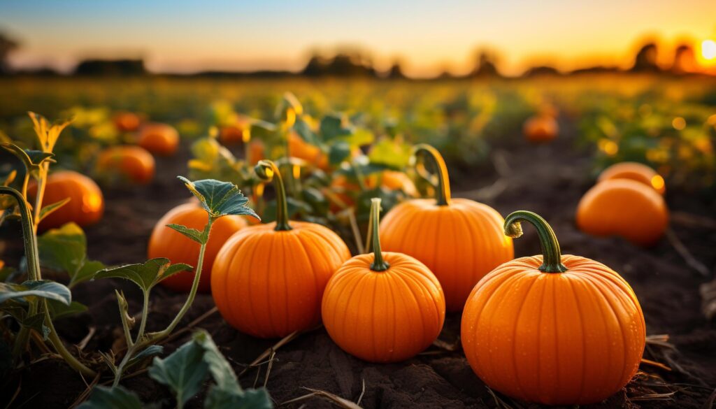 Autumn harvest pumpkin, gourd, and squash decorate Halloween generated by AI Free Photo