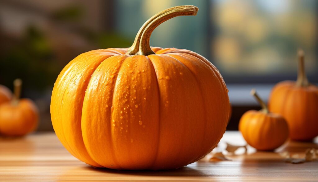 Autumn harvest pumpkin, gourd, and squash decorate rustic table generated by AI Free Photo