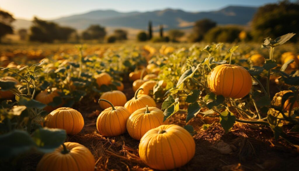 Autumn harvest pumpkin, gourd, and squash decorate the farm generated by AI Free Photo