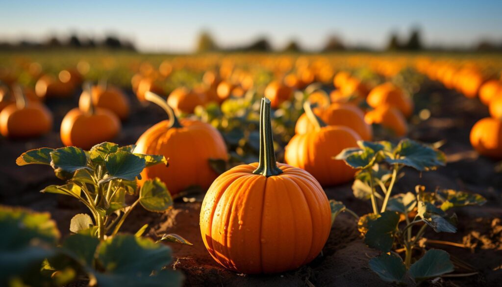 Autumn harvest pumpkin, gourd, and squash decorate the table generated by AI Free Photo