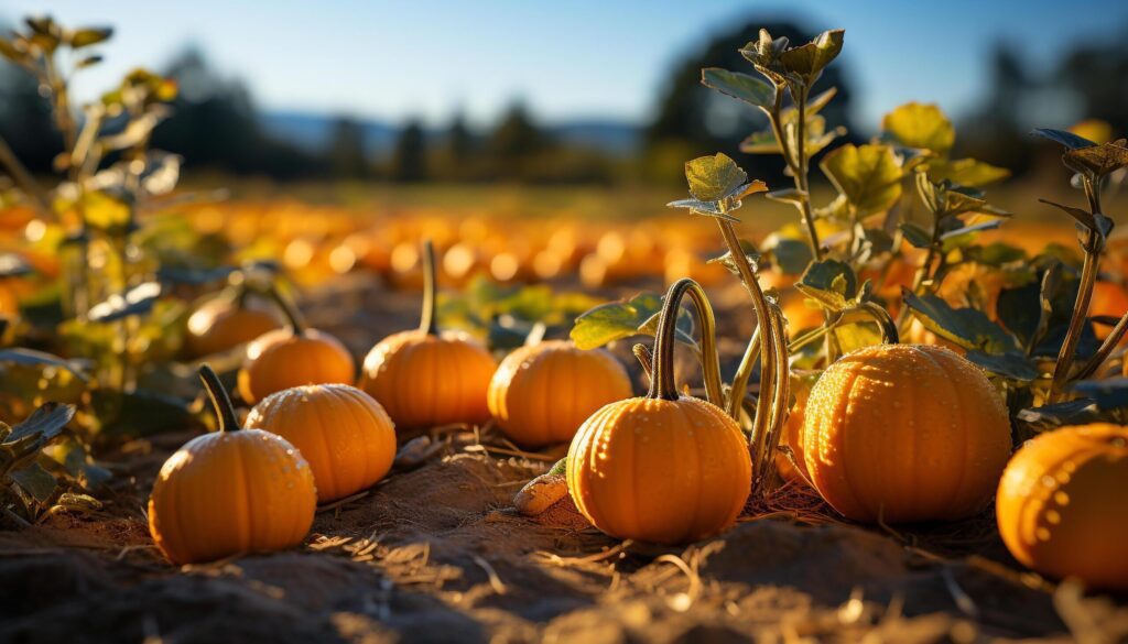 Autumn ripe pumpkin harvest decorates nature colorful celebration generated by AI Free Photo