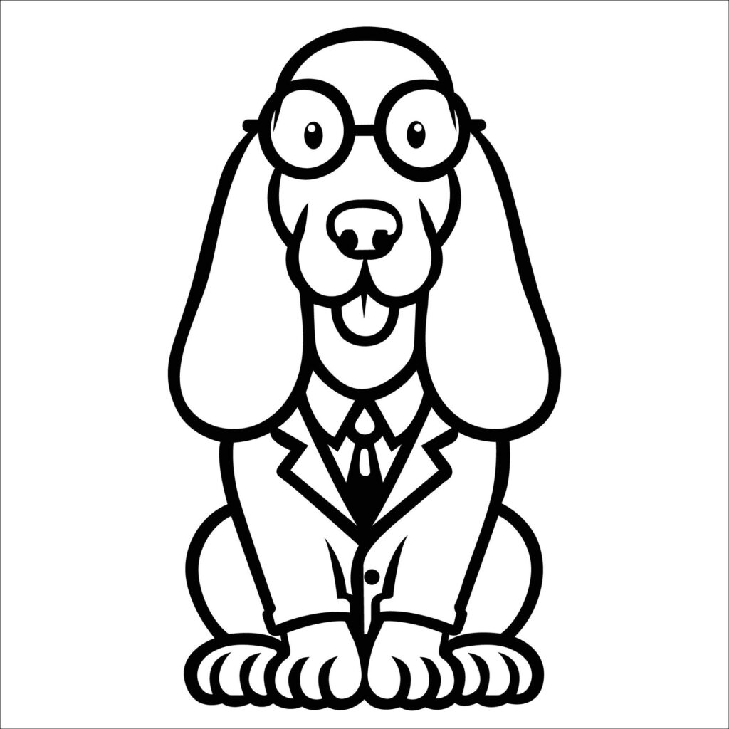 Basset Hound Dog Doctor black and white illustration Free Vector