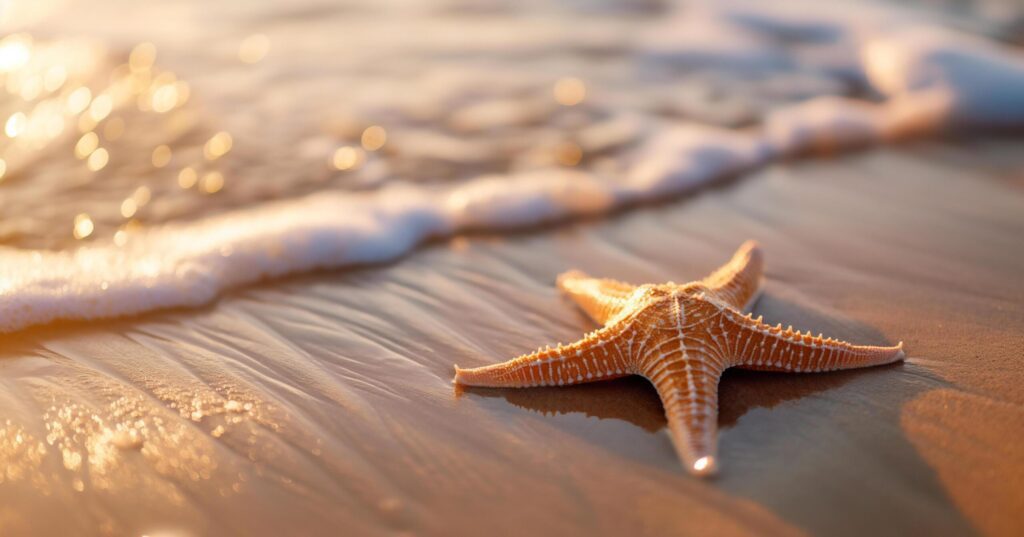 Beach at Sunset.Close-up of Starfish Free Photo