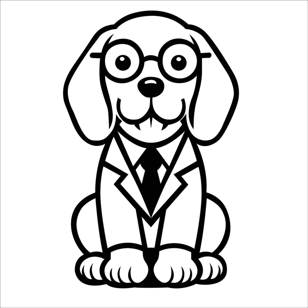 Beagle Dog Doctor black and white illustration Free Vector