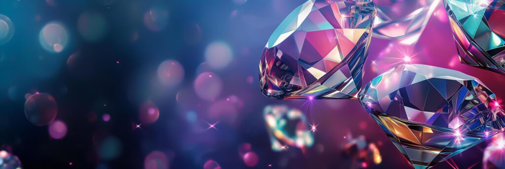 AI generated Beautiful and sparkling diamond crystals. A diamond shaped object with a colorful background Stock Free