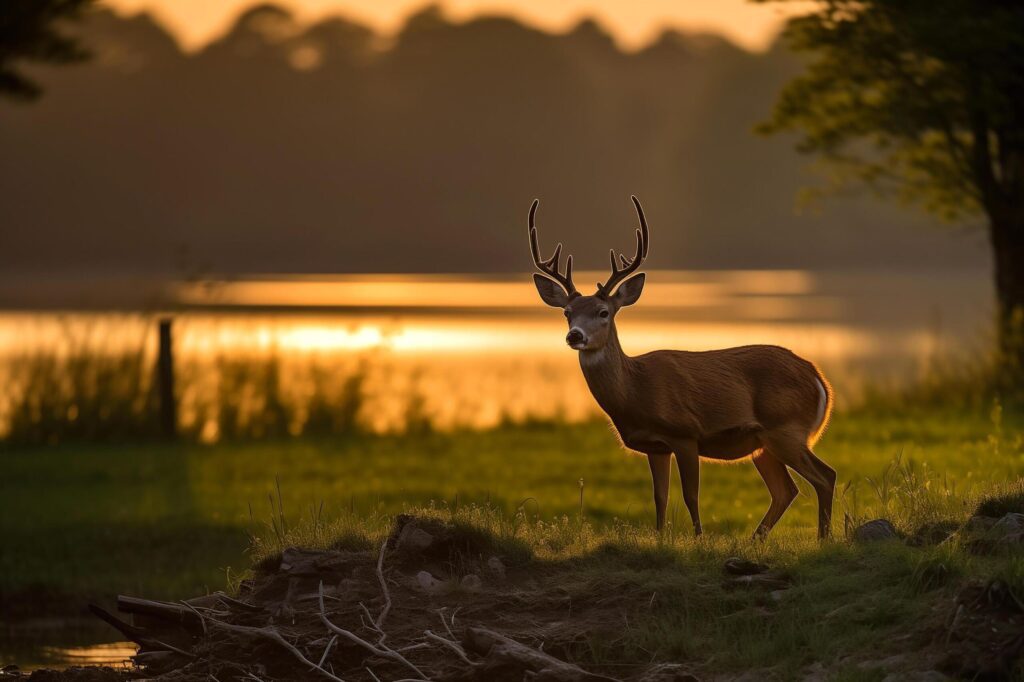 Beautiful male deer in the forest.Generative Ai Free Photo