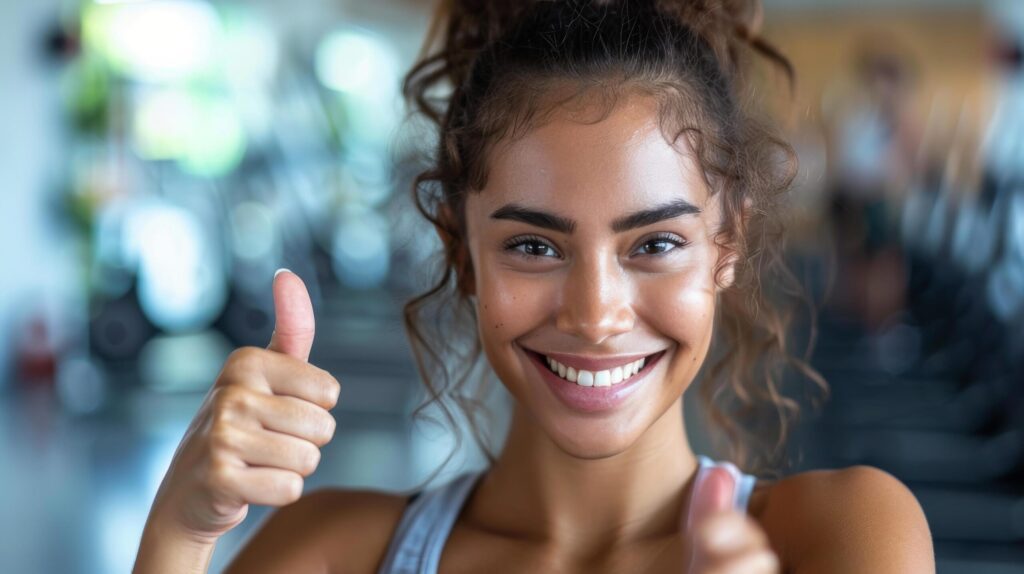 Beautiful Young Woman Giving Thumbs Up Free Photo