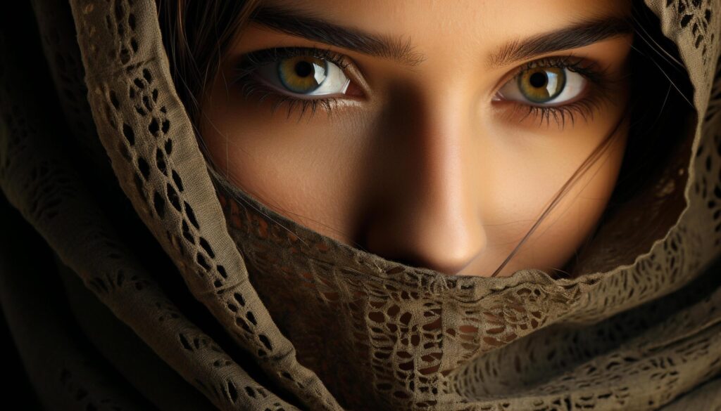 Beautiful young woman in hijab looking sensually at the camera generated by AI Free Photo