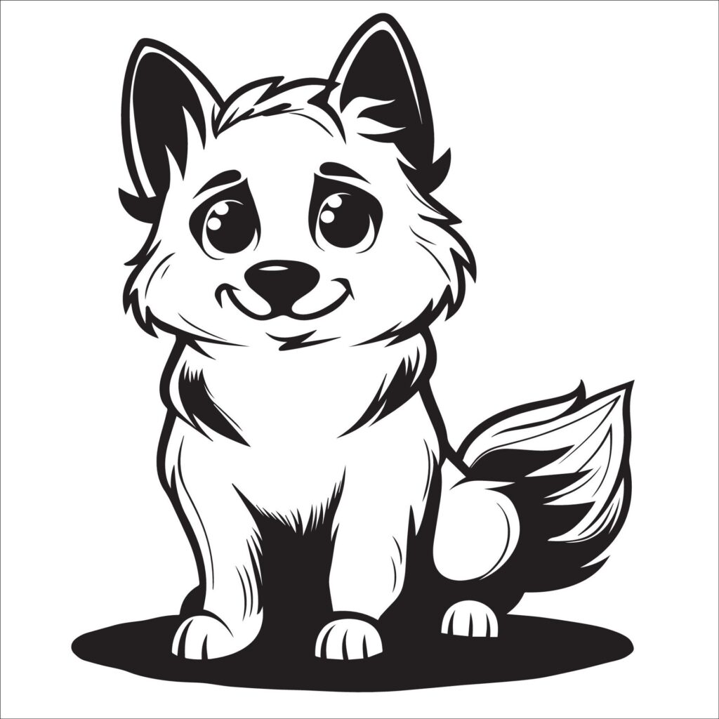 Belgian Tervuren Dog is a sitting vector illustration in black and white Free Vector