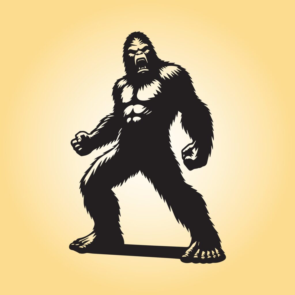 Bigfoot angry silhouette vector illustration Free Vector