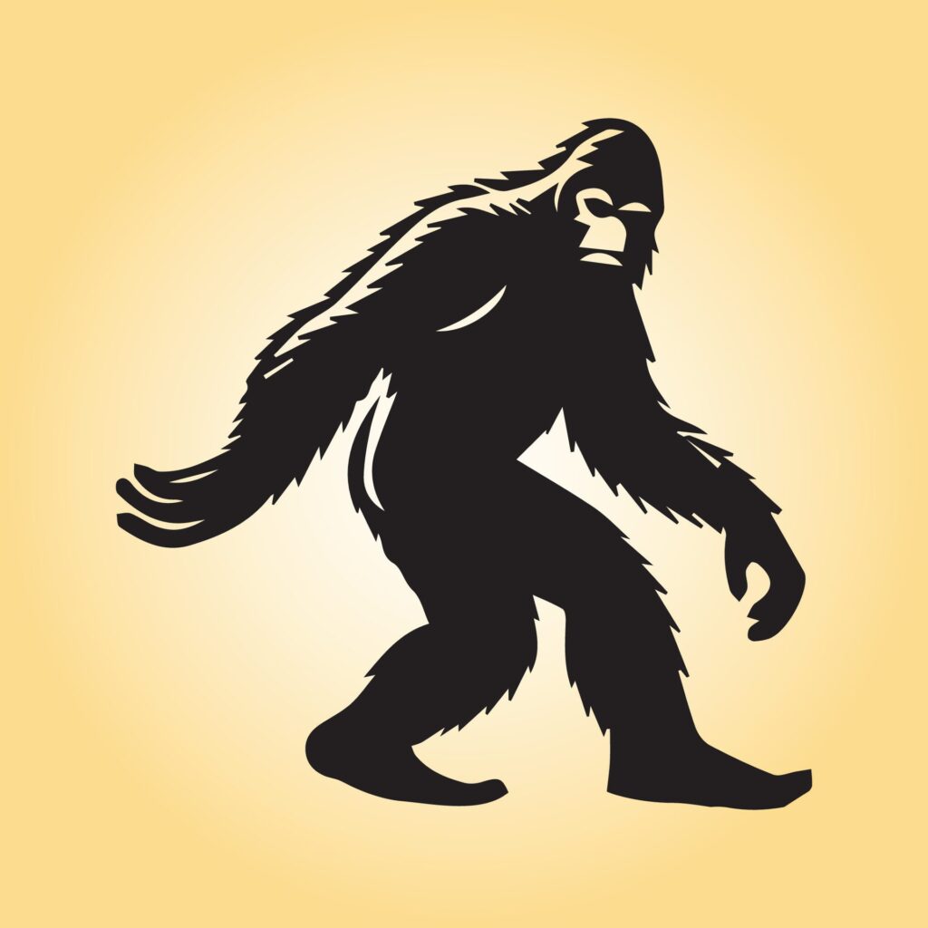 bigfoot walking silhouette vector illustration Free Vector