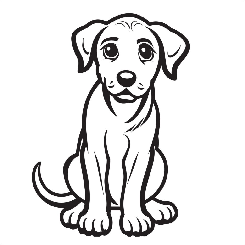 black and white Anatolian Shepherd Dog Cartoon vector illustration Free Vector