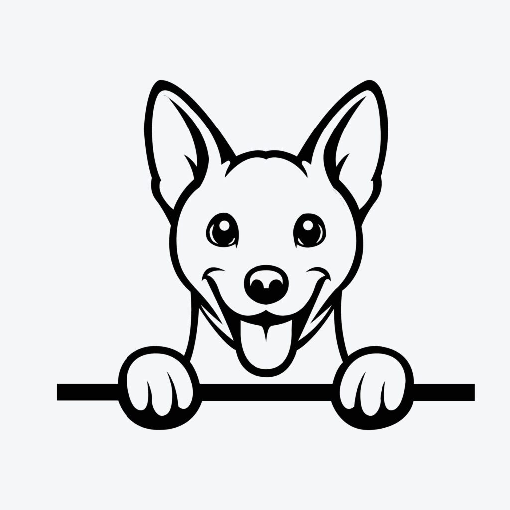 Black And White Basenji peeking face illustration vector Free Vector