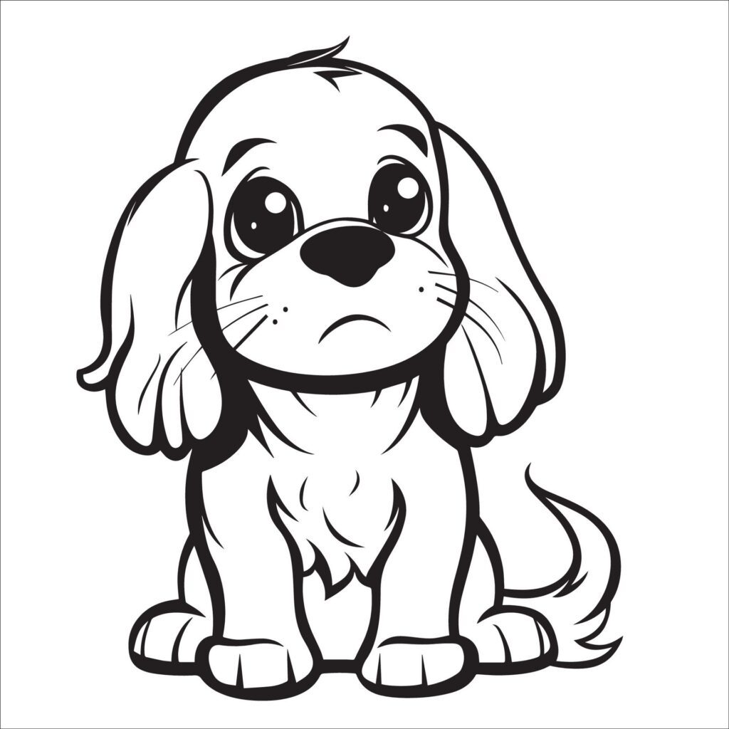 black and white Cocker Spaniel Dog Cartoon vector illustration Free Vector