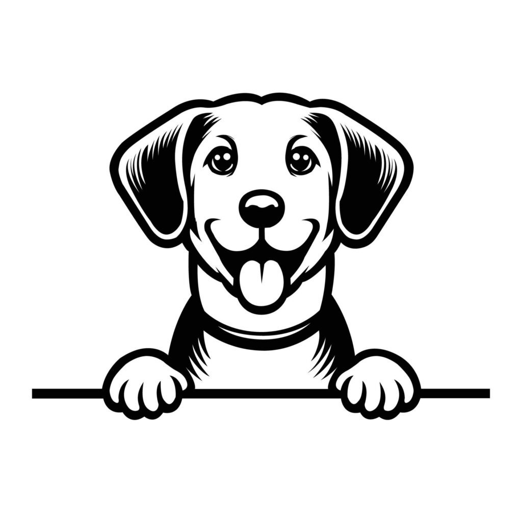 Black And White Harrier dog peeking face illustration vector Free Vector