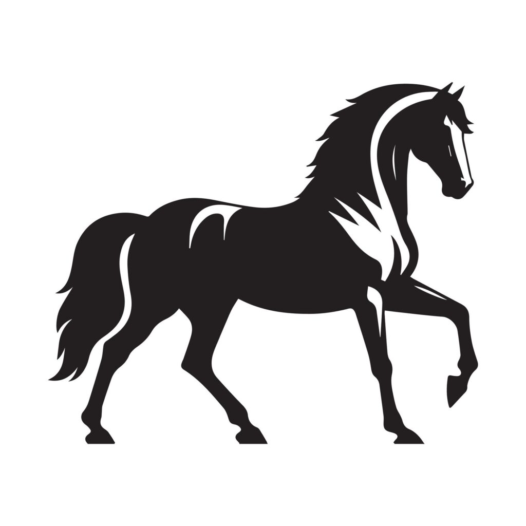 black and white horse silhouette Vector illustration Free Vector